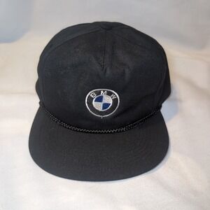 VINTAGE BMW Black Rope Bill SnapBack Cap Hat Logo Promo Sportswear